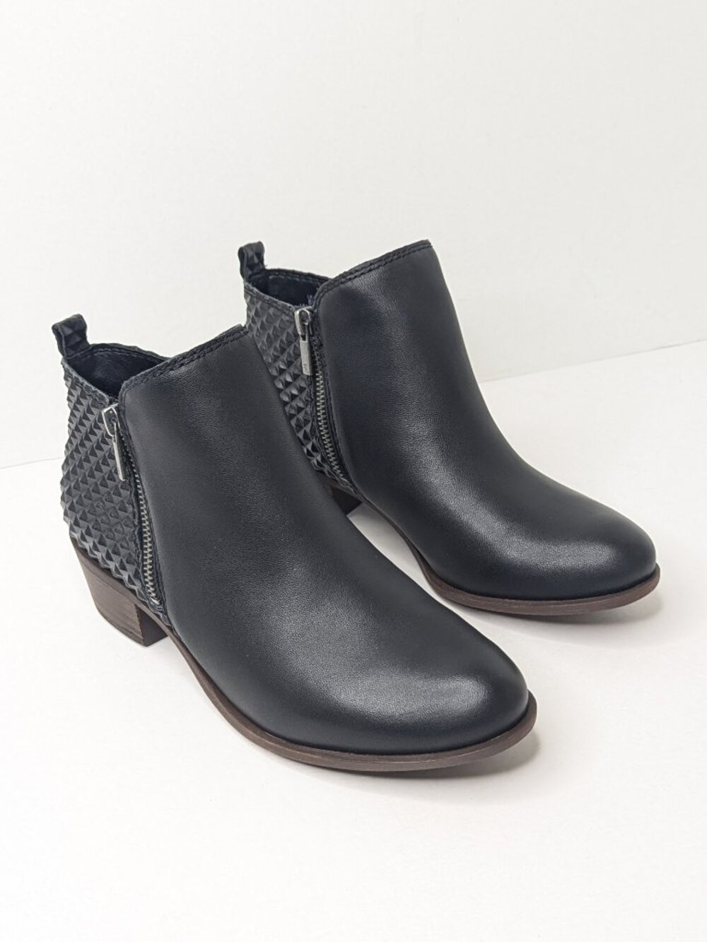 Lucky Brand Basel Ankle Booties Black Leather Womens 8 Wide